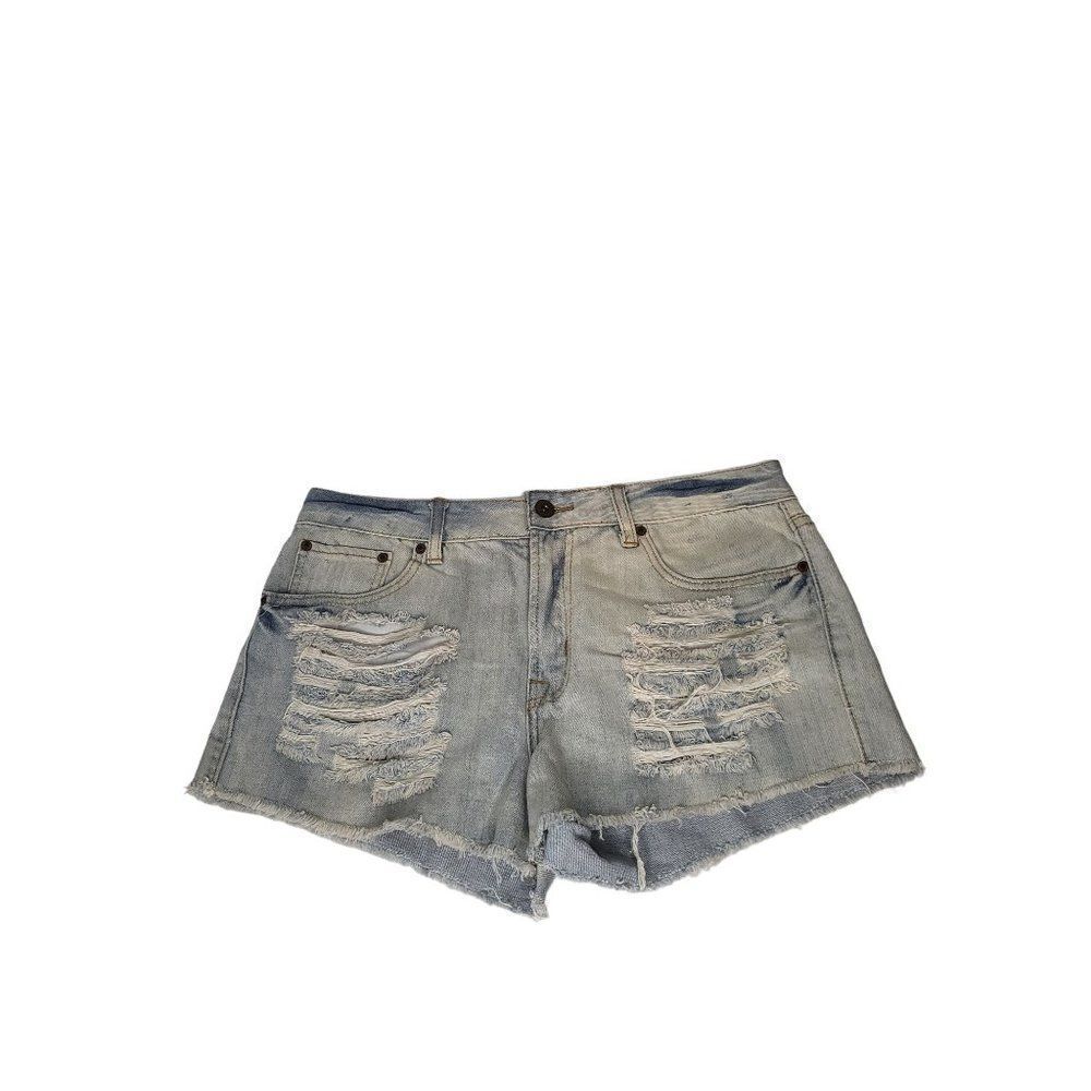 Forever 21‎ Jean Shorts Women Sz 29 Blue Denim Distressed Mini Everyday